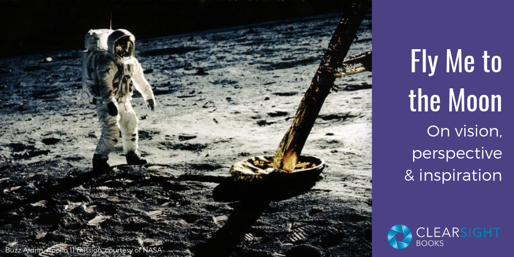 Buzz Aldrin on the moon, "fly me to the moon: on vision, perspective, and inspiration" 