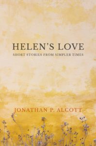 Helen's Love book cover: yellowish textured wall with flowers growing at the bottom