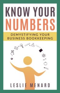Book cover for Know your Numbers: a stylized figuring juggling various icons representing parts of business.