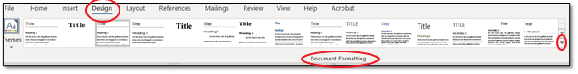 Design tab, Document Formatting box