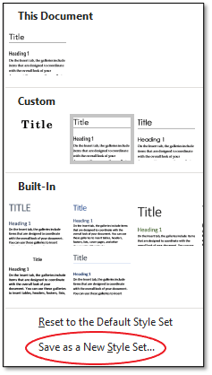 Available Styles in This Document, Custom, and Built-In