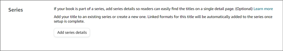 Screenshot of where in KDP to indicate that your book is part of a series.
