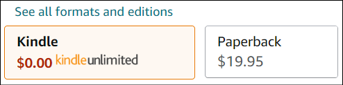 Buttons for Kindle and Paperback options on Amazon with Kindle selected in orange