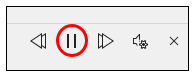 Listening controls with a red circle around the pause button.