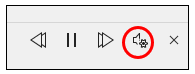 Listening controls with a red circle around the settings button.